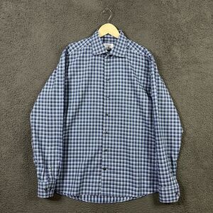 Eton Shirt Mens XL Blue Check Slim Fit Spread Collar Long Sleeve Button Up
